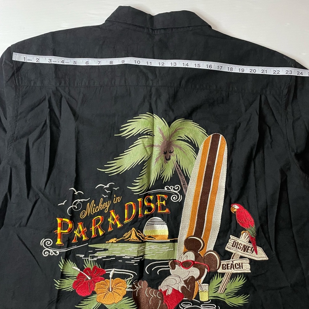 Disney Parks Black Hawaiian Camp Shirt Mickey in Paradise Embroidered Size XXL - Picture 8 of 8